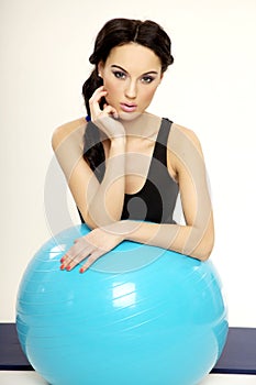 Woman with fitness ball