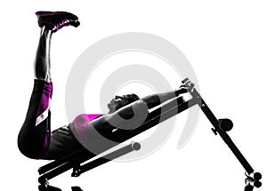 Woman fitness bench press crunches exercises silhouette