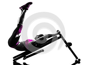 Woman fitness bench press crunches exercises silhouette