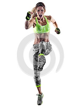 Woman fitness boxing pilates excercises isolated