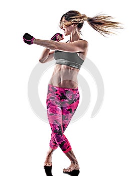 Woman fitness boxing pilates excercises isolated