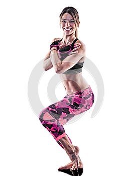 Woman fitness boxing pilates excercises isolated