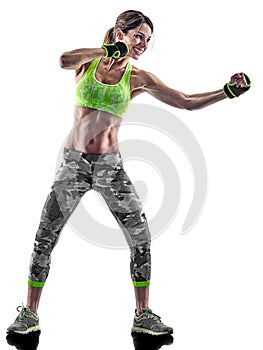 Woman fitness boxing pilates excercises isolated