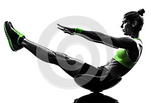 Woman fitness crunches exercises silhouette