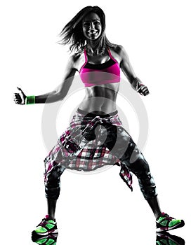 Woman fitness exercises dancer dancing isolated silhouette