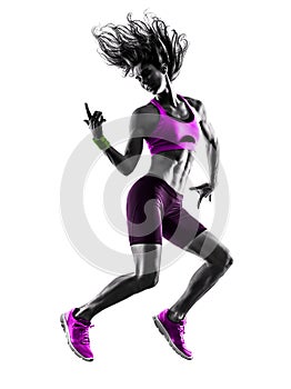 Woman fitness jumping exercises silhouette