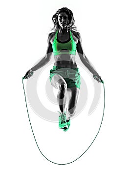 Woman fitness Jumping Rope exercises silhouette