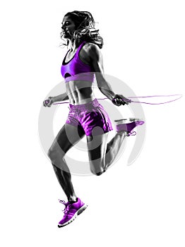 Woman fitness Jumping Rope exercises silhouette