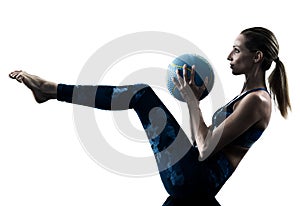 Woman fitness Medicine Ball excercises silhouette