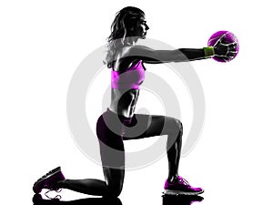 Woman fitness Medicine Ball exercises silhouette