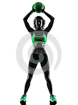 Woman fitness Medicine Ball exercises silhouette