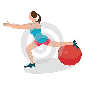 Woman fitness position using stability ball excercise gym training workput balance female