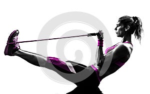 Woman fitness resistance bands exercises silhouette