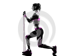 Woman fitness resistance bands exercises silhouette