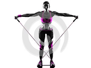 Woman fitness resistance bands silhouette