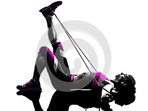 Woman fitness resistance bands silhouette