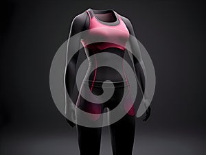 Woman fitness suit mockup, 3D woman fitness suit mockup presentation, female gym and sport suit mockup, ai generated photo