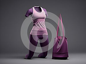 Woman fitness suit mockup, 3D woman fitness suit mockup presentation, female gym and sport suit mockup, ai generated photo