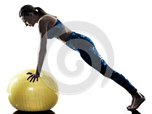 Woman fitness  swiss ball excercises silhouette