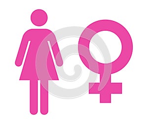 Woman Flat Icon Isolated On White Background. Pink Color Gender Symbol Vector Illustration