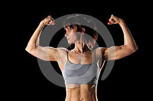 Woman Flexing Muscles