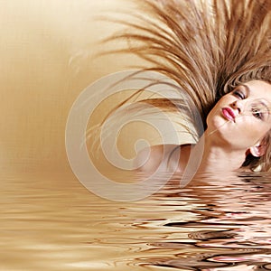 woman flipping hair