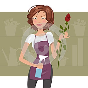 Woman florist. Vector illustration