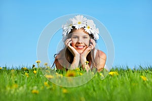 Woman with flower diadem