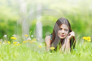 Woman on flower field