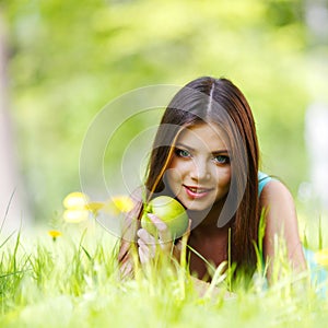 Woman on flower field