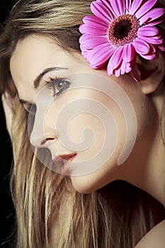 Woman with flower in hair