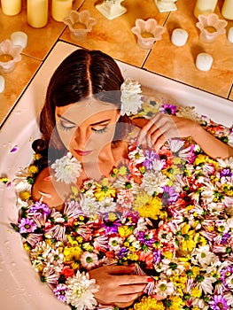 Woman at flower spa