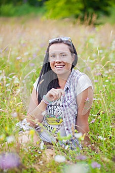 Woman in flower wild