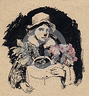 Woman with flowers