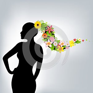 Woman And Flowers
