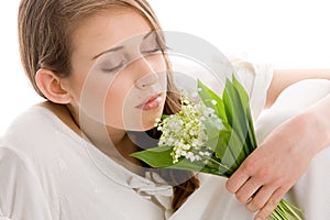 Woman with flowers