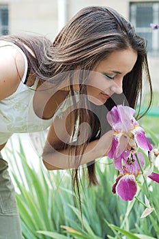 Woman and flowers