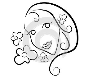 Woman Flowers Clip Art Outline