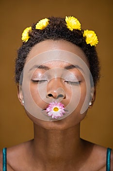 Woman with flowers in her hair