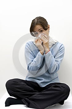 Woman with flu, allergy