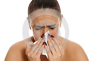 Woman with a flu photo