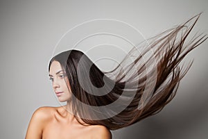 Woman with flying hair