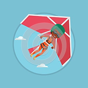 Woman flying on hang-glider vector illustration.