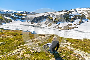 Woman in Folgefonna glacier