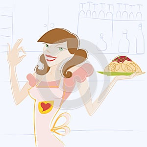 Woman and food vector