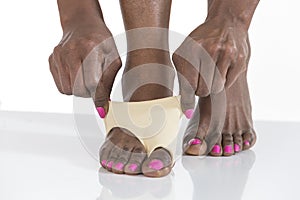 Woman foot bunion protection