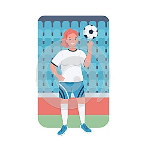 Woman footballer flat color vector detailed character