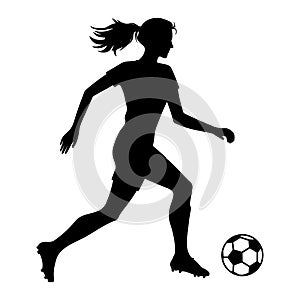 Woman footballer playing silhouette