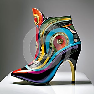 woman footwear, high heel shoes with decorations and ornaments modern style, generative ai illustration