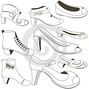 Woman footwear outlined vector